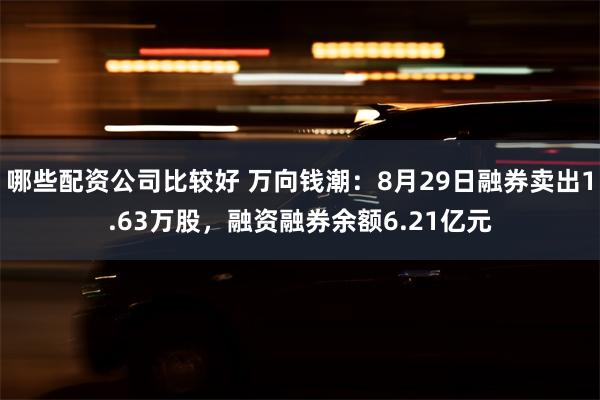 哪些配资公司比较好 万向钱潮：8月29日融券卖出1.63万股，融资融券余额6.21亿元